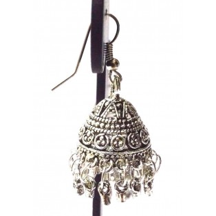 Silver Oxidized Earring Ethnic Imitation Jhumki Jewelry Hook Dangle Drop EA373